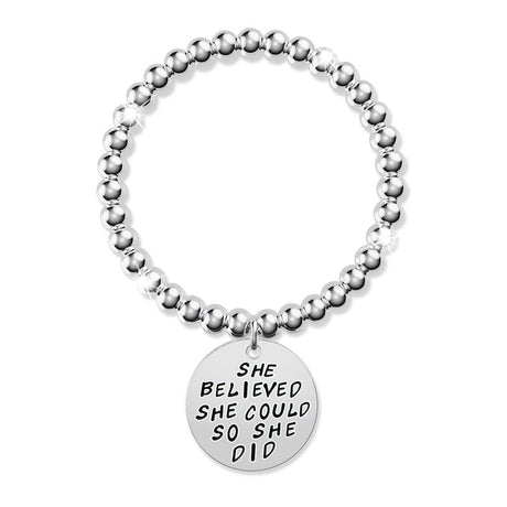 Bullion Gold She Believed She Could Inscriptions White Gold Layered Bracelet