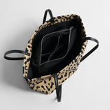 Vintage Leopard Print Canvas Underarm Bag – Leather Strap Shoulder Bag
