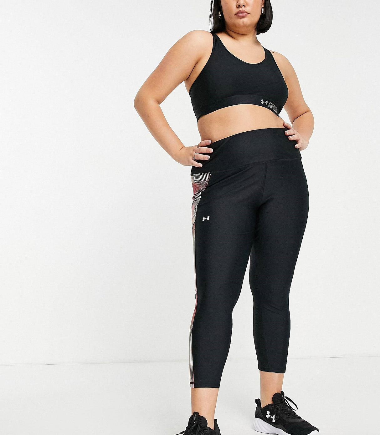 Under Armour Plus Heatgear Leggings With Side Panel In Black