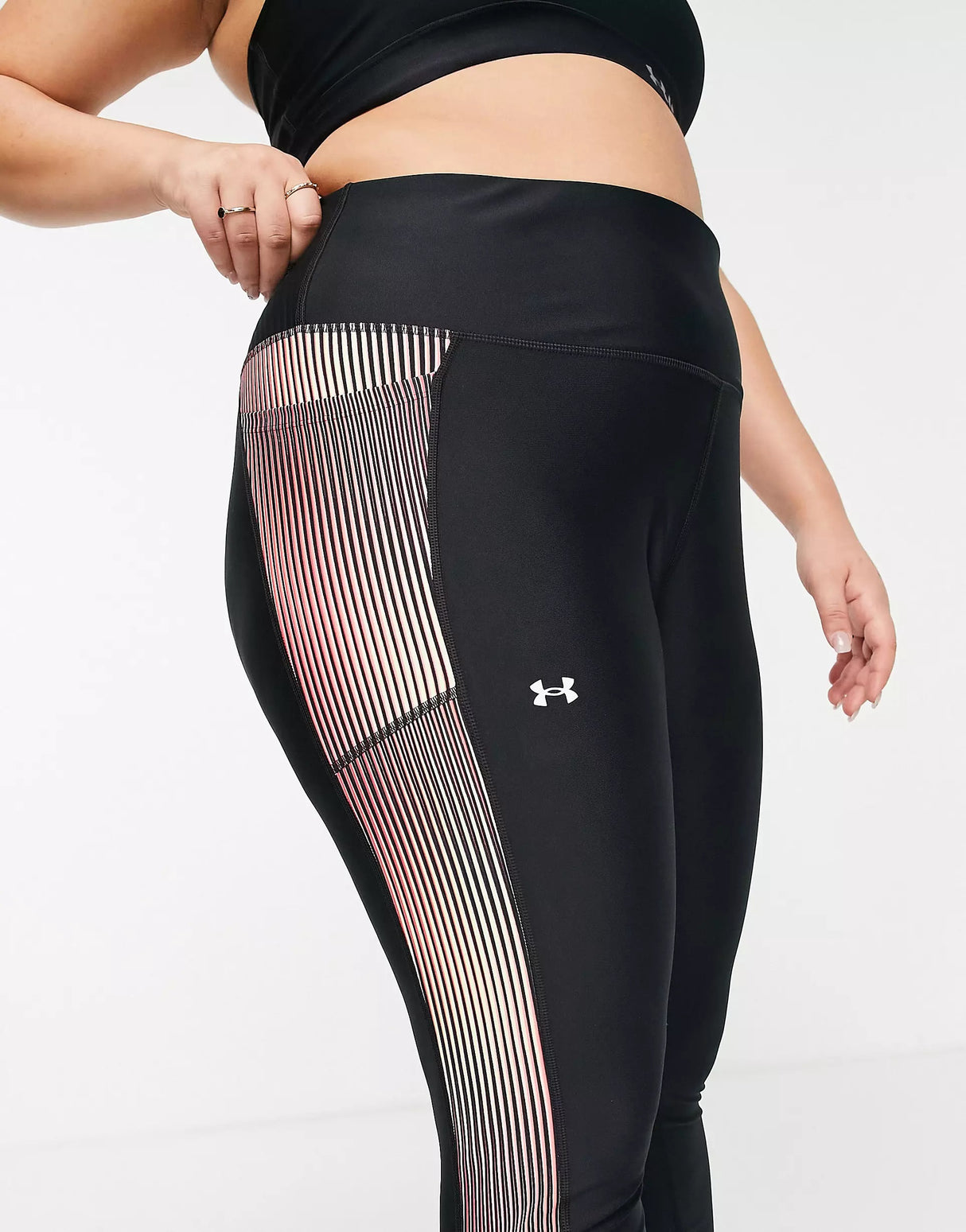 Under Armour Plus Heatgear Leggings With Side Panel In Black