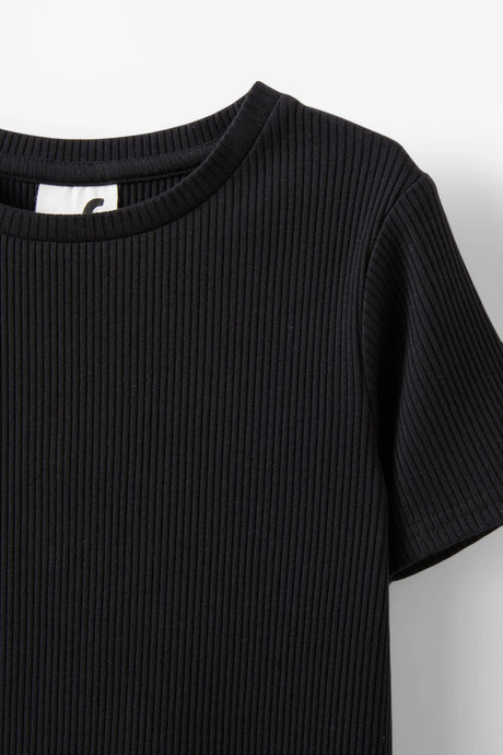 Cotton On Kids Girls Fitted Short Sleeve Essential Tee - Black