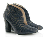 Bosccolo Womens Heel Boots Zebra - Navy Blue
