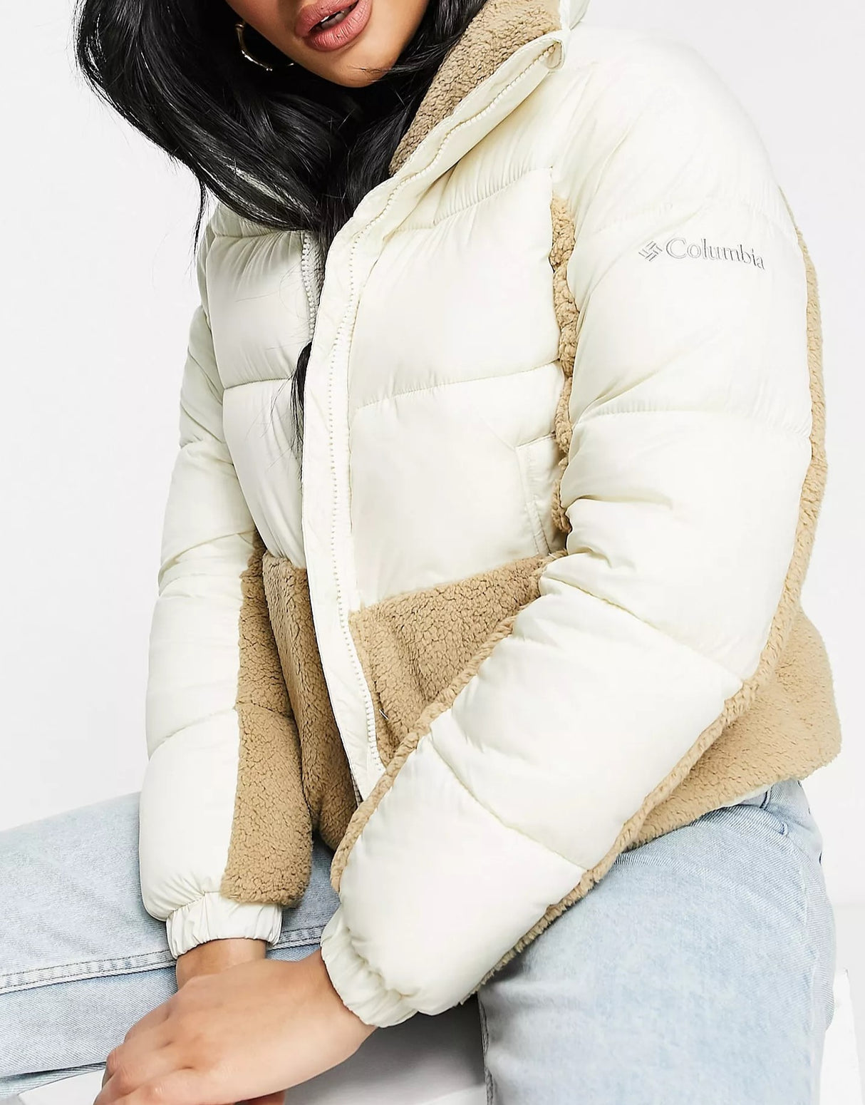 Columbia Leadbetter Point Sherpa Jacket In Cream
