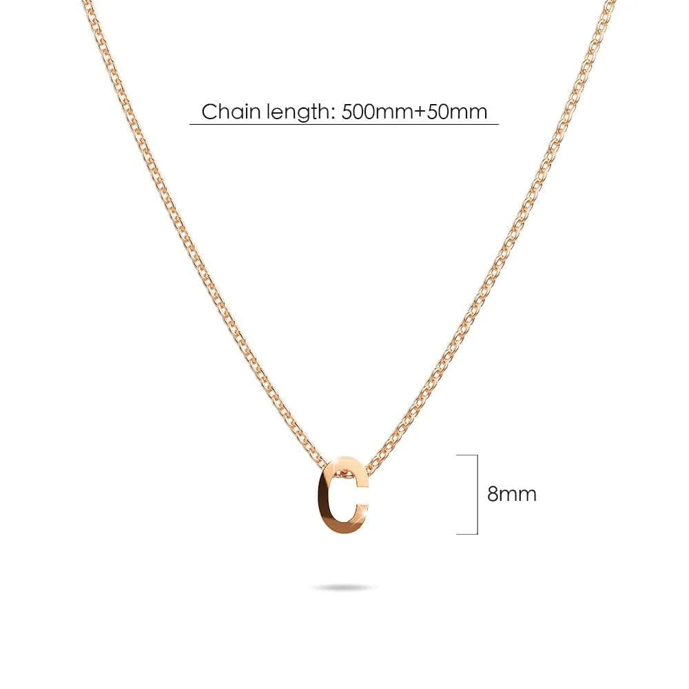 Bullion Gold Initials Brick Alphabet Letter Necklace Rose Gold Layered Steel Jewellery