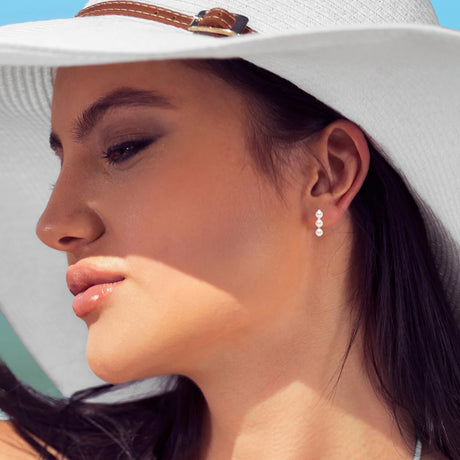 Earrings Talisman 3 Pearl Freshwater Pearl White Sterling Silver