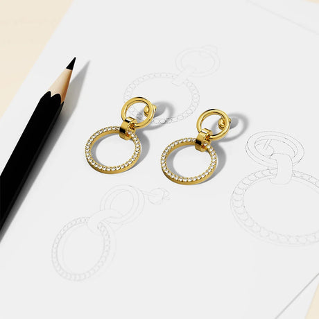 Boxed Orbit Earrings, Bracelet & Necklace Set with SWAROVSKI® Crystal in Gold
