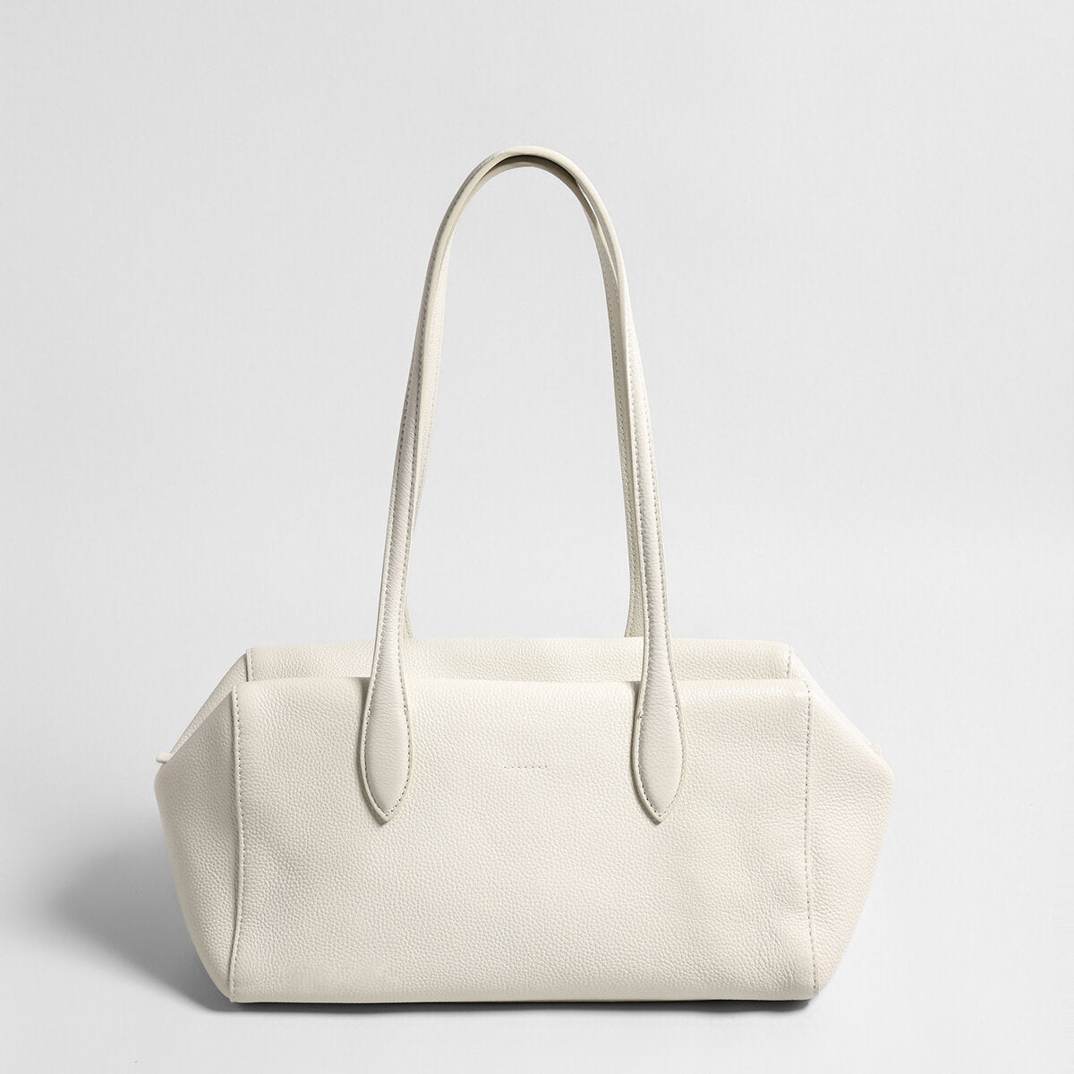 Soft Leather Boston Shoulder Bag - Ivory