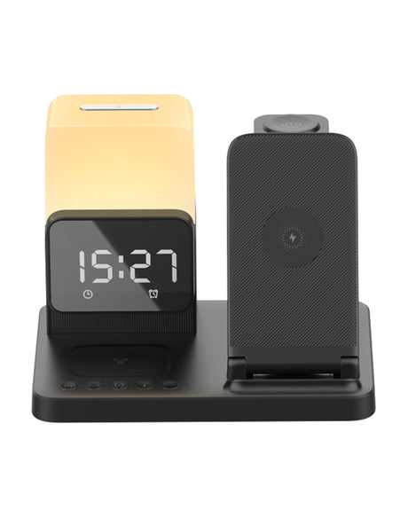 TODO Wireless Phone Charger Alarm Clock LED Lamp 15W Fast Charge Earphone Watch Charge
