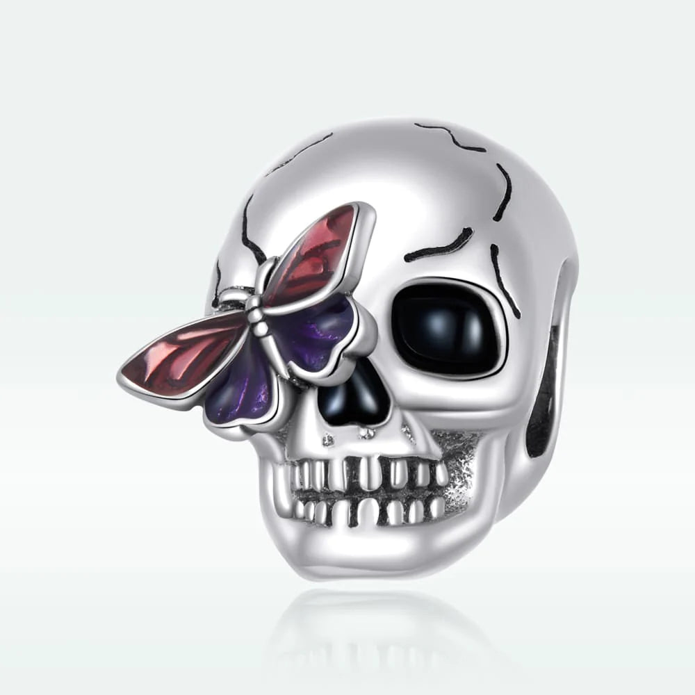 Solid 925 Signature Silver Funky Skull Charm