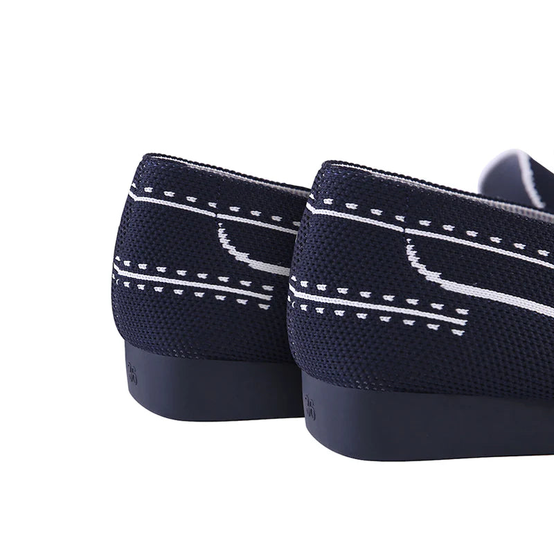 Comfortable Slip On Square Toe Loafers - Navy