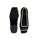 Colorblock Peep Toe Knit Flats - Black