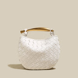 Sculpted Riviera Woven Leather Hobo Bag - White