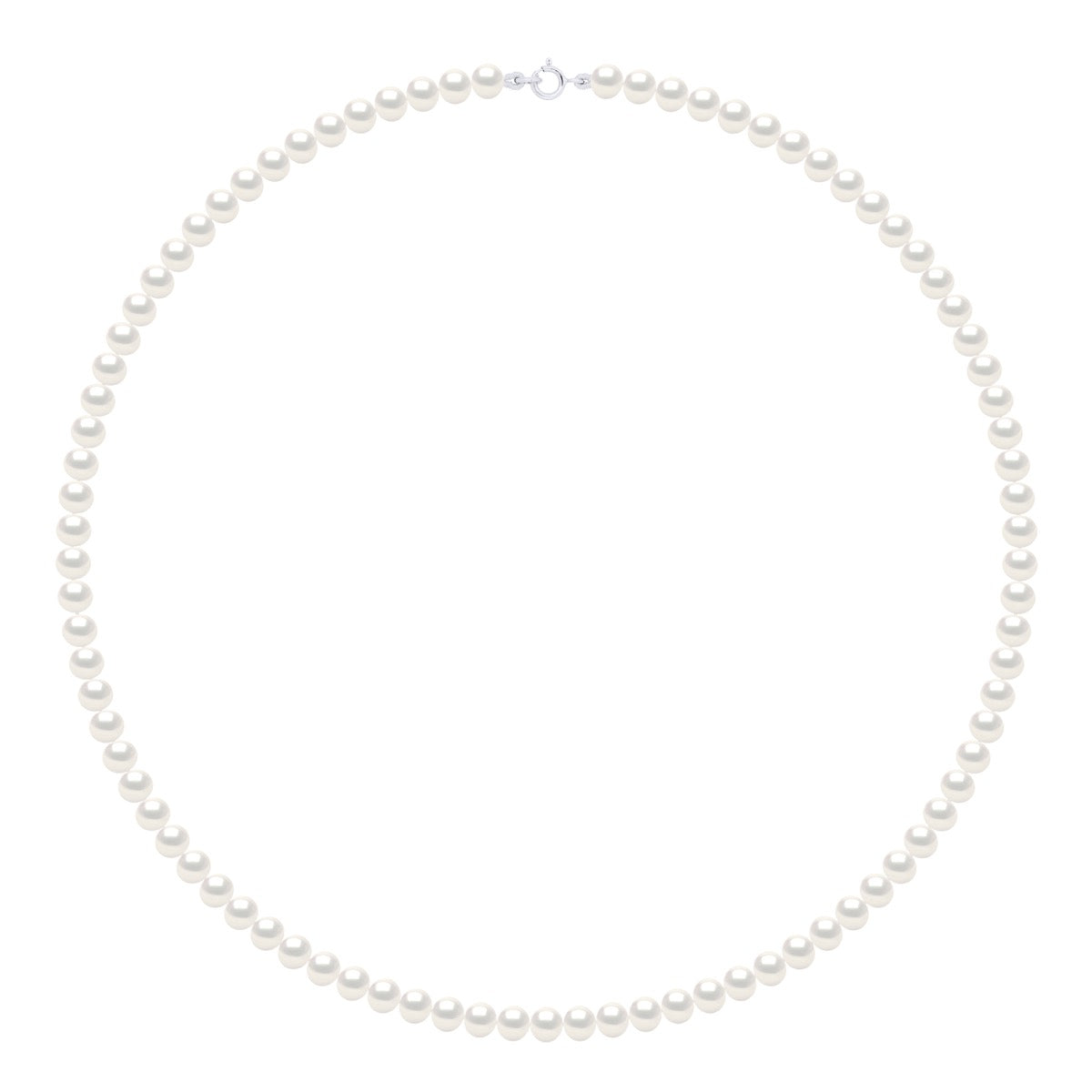 Necklace of Real Cultured Freshwater Pearls Semi Round 5-6 mm - Natural Pearl White - Longueur 42 cm