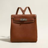 Madison Structured Leather Convertible Backpack - Brown