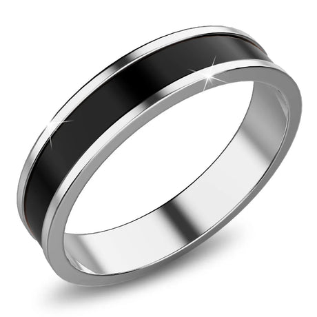 Bullion Gold Ceres Timeless Ring Black Enamel Ring in Silver