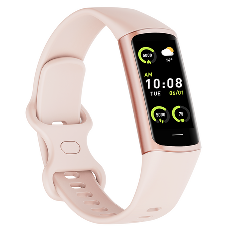 TODO Fitness Tracker Smart Watch BT 5.0 Body Thermometer Temperature BPM Monitor - Pink
