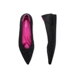 Rhinestone Knit Pointed Toe Ballet Flats - Black