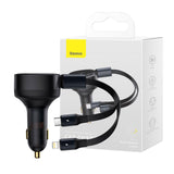 Baseus 30W Fast Charging Retractable 2-in-1 Car Charger Type-C iP Pin 12-24V 3.5A