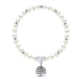 Bracelet Lucky Charm Semi-Round Freshwater Pearl White 6-7mm 18cm