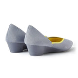 Minimalist Heart Heel Pointed Toe Knit Flats - Grey
