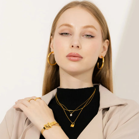 Bullion Gold Luca Gold Buckle-Pendant Bracelet