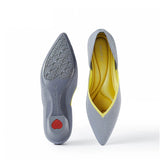 Minimalist Heart Heel Pointed Toe Knit Flats - Grey