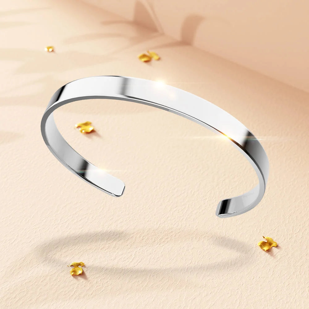 Bullion Gold Avenue Classic Cuff Bangle White Gold - 6mm