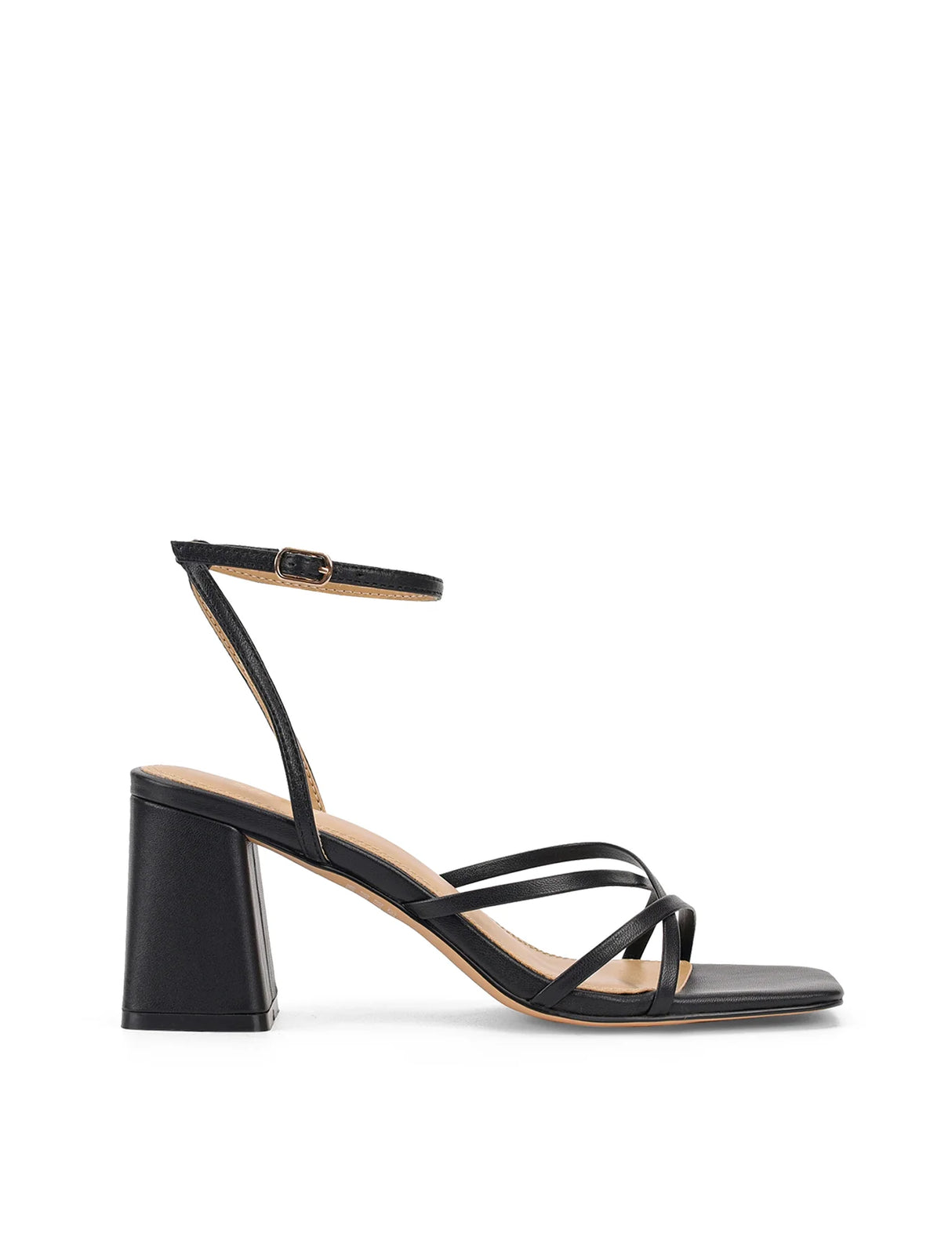 Siren Block Heel Sandals - Black Leather