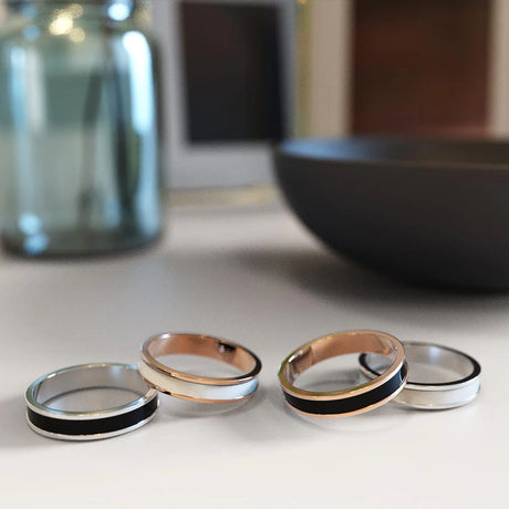Bullion Gold Ceres Timeless Ring Black Enamel Ring in Rose Gold