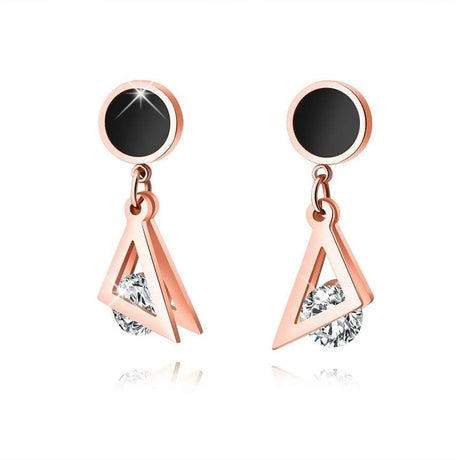 Bullion Gold Geometric Triangle Drop Earrings