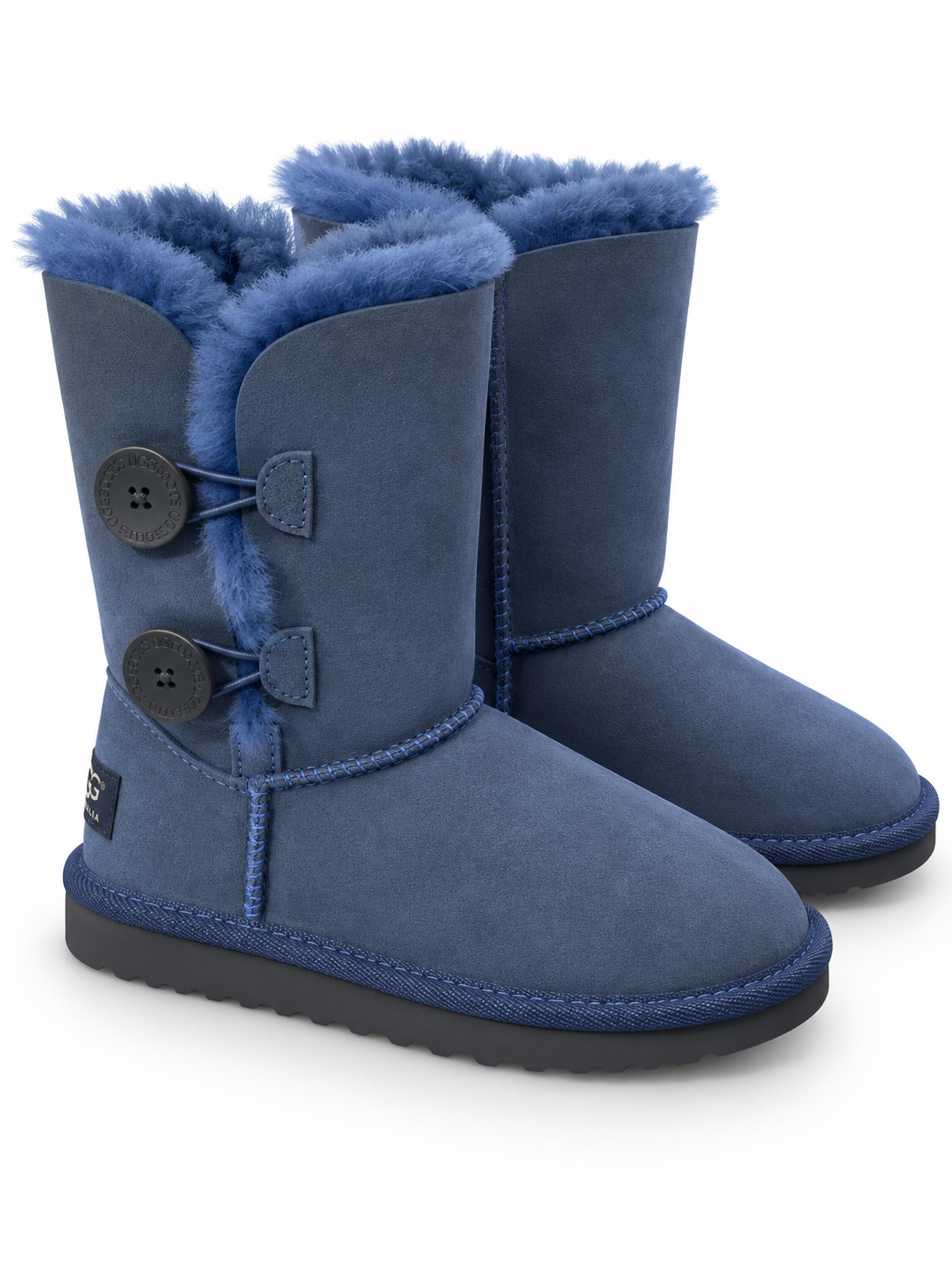 Australian Leather Ugg 2Button Classic Short - Navy - AU4