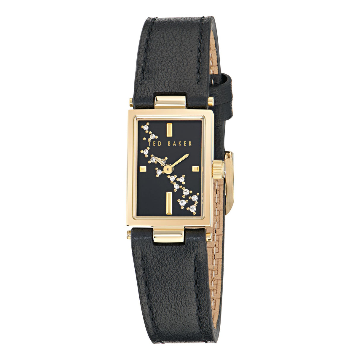 Ted Baker Womens Lileey Gold-Tone Black Leather Watch