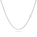 Bullion Gold Bold Alphabet Letter Initial Charm Necklace in White Gold Tone