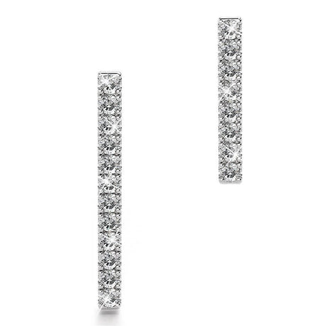 Solid 925 Sterling Silver Asymmetric Bar Stud Earrings