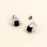 Bullion Gold Modern Geometric Style Stud Earrings Circles White Gold
