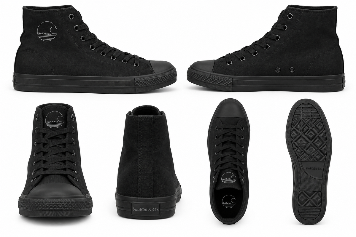 SoulCal Men's Canvas High Trainers - Black/Black