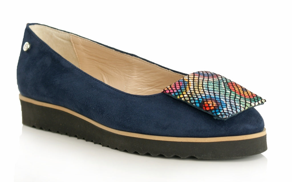Bosccolo Womens Moccasin Pa - Navy Blue Suede/Multi