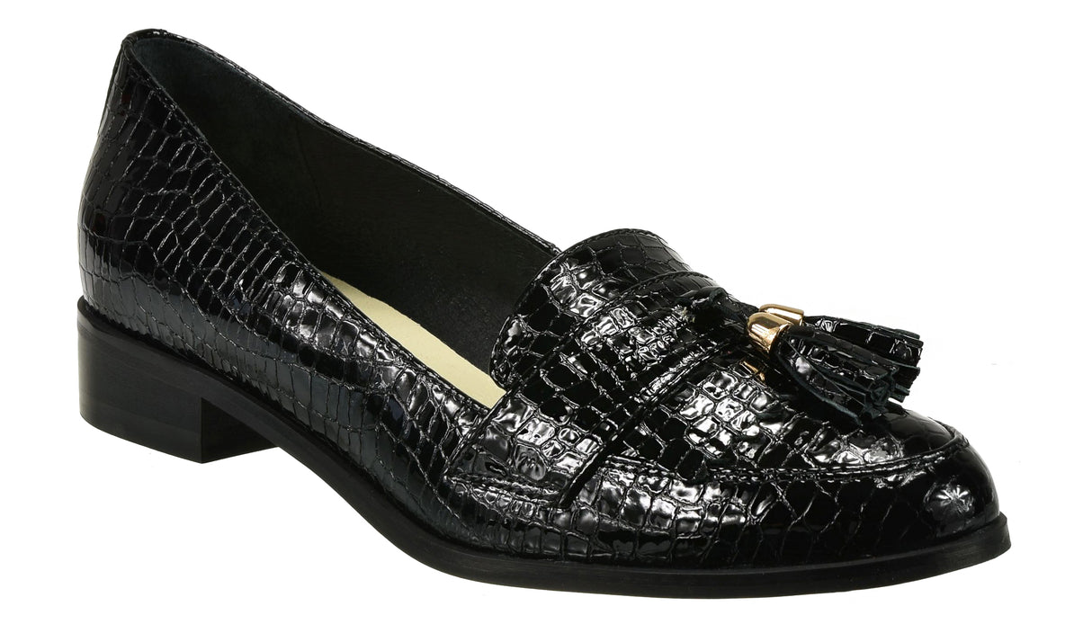 Bosccolo Womens Moccasin - Black Croco