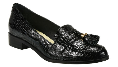 Bosccolo Womens Moccasin - Black Croco