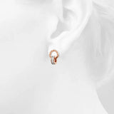 Boxed Modest Hinged Bangle & Round Interlock Earrings Set in Rose Gold