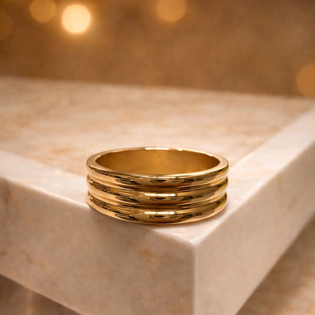 Bullion Gold Triad Circular Gleam Radiant Gold Layered Ring