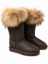 Australian Leather Ugg Classic Tall Fur Cuff Leather - Chocolate - AU6