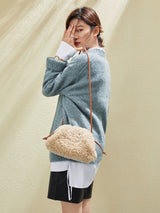 Cream Lambswool Dumpling Shoulder Bag - Cream