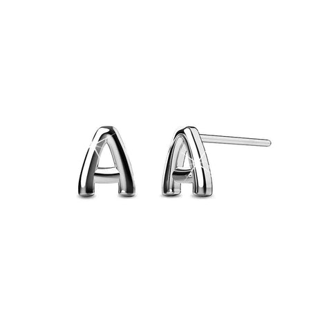 Solid 925 Sterling Silver Initial Alphabet Personalised Stud Earrings