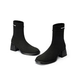 Stretch Knit Sock Boots - Black