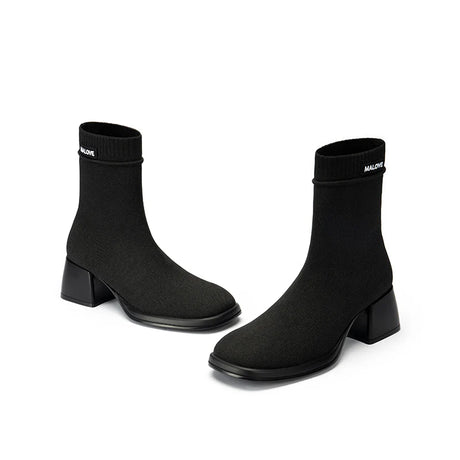 Stretch Knit Sock Boots - Black