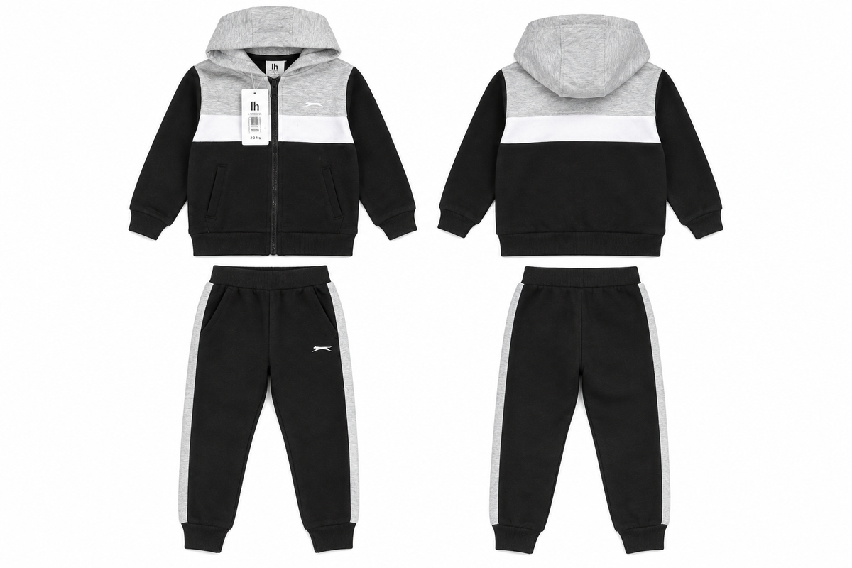 Slazenger Boy's Junior Polyester Tracksuit Set - Black