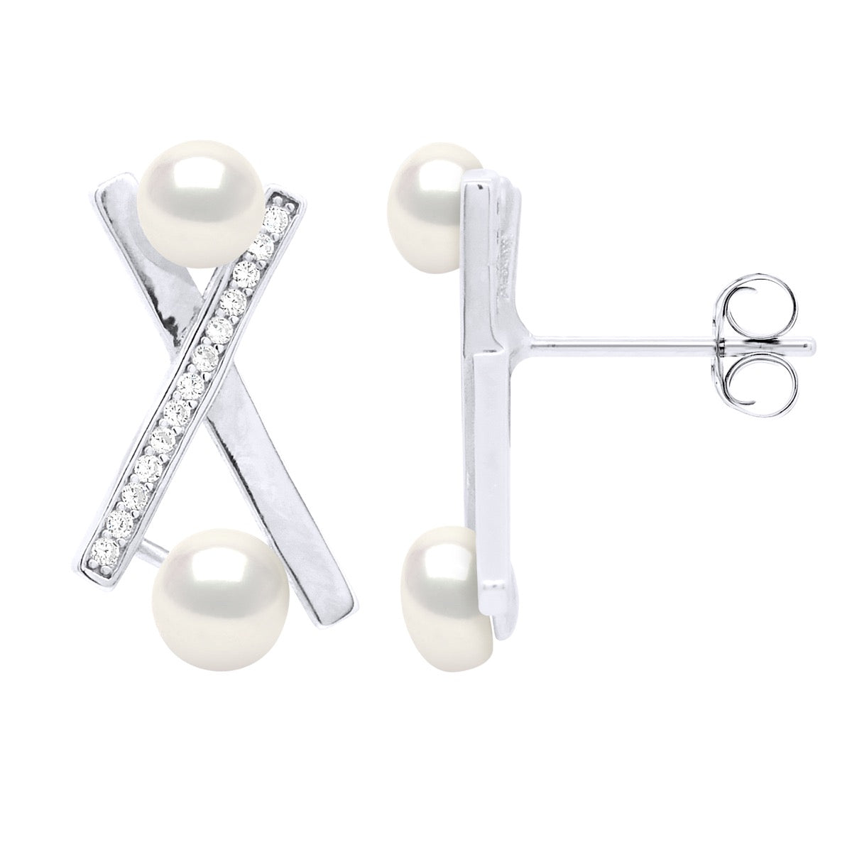 Earrings "Strips" - Natural White - Longueur 42 cm