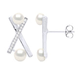 Earrings "Strips" - Natural White - Longueur 42 cm