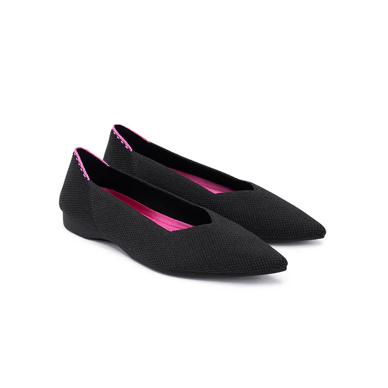 Charlotte Casual Pointed Toe Commuter Flats - Black